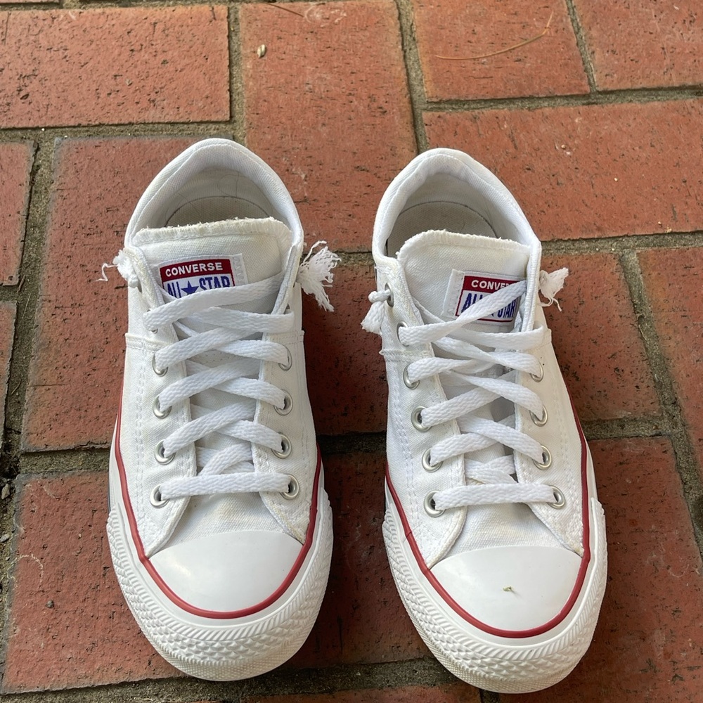 Converse White and Red Low-Top Sneakers